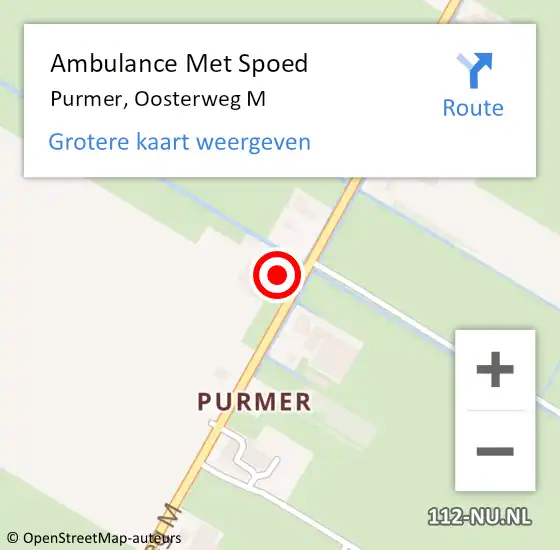 Locatie op kaart van de 112 melding: Ambulance Met Spoed Naar Purmer, Oosterweg M op 25 augustus 2023 11:21