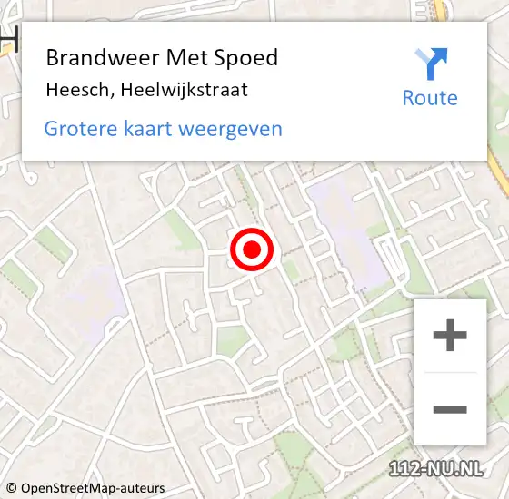 Locatie op kaart van de 112 melding: Brandweer Met Spoed Naar Heesch, Heelwijkstraat op 25 augustus 2023 11:33