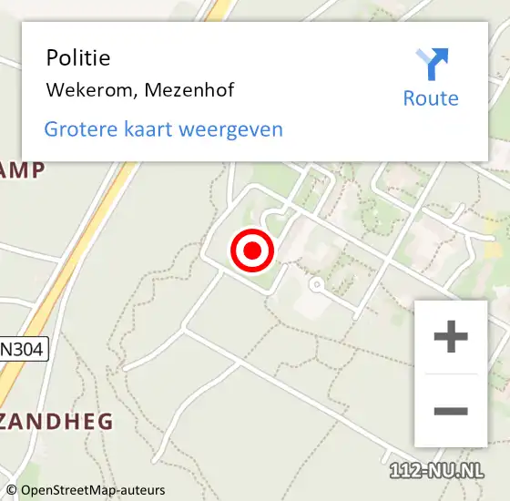 Locatie op kaart van de 112 melding: Politie Wekerom, Mezenhof op 25 augustus 2023 11:47