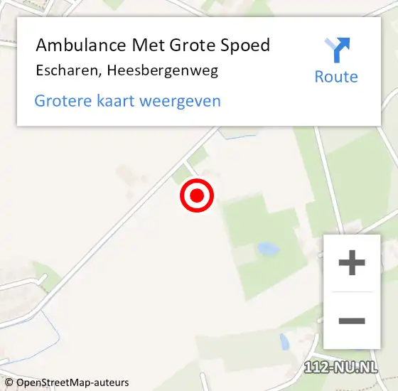 Locatie op kaart van de 112 melding: Ambulance Met Grote Spoed Naar Escharen, Heesbergenweg op 5 september 2014 20:50