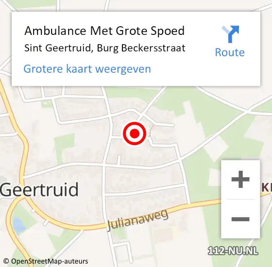 Locatie op kaart van de 112 melding: Ambulance Met Grote Spoed Naar Sint Geertruid, Burg Beckersstraat op 5 september 2014 20:50