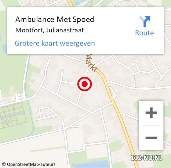 Locatie op kaart van de 112 melding: Ambulance Met Spoed Naar Montfort, Julianastraat op 25 augustus 2023 12:35