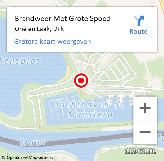 Locatie op kaart van de 112 melding: Brandweer Met Grote Spoed Naar Ohé en Laak, Dijk op 25 augustus 2023 13:03