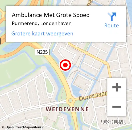 Locatie op kaart van de 112 melding: Ambulance Met Grote Spoed Naar Purmerend, Londenhaven op 25 augustus 2023 13:14