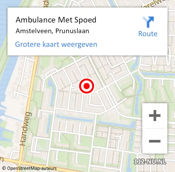 Locatie op kaart van de 112 melding: Ambulance Met Spoed Naar Amstelveen, Prunuslaan op 25 augustus 2023 13:28