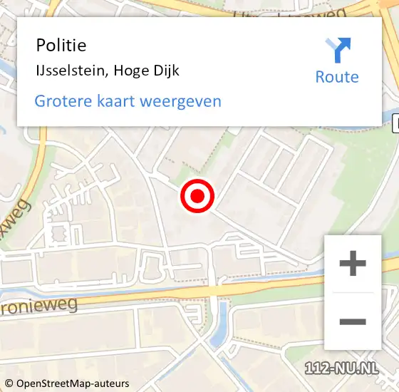 Locatie op kaart van de 112 melding: Politie IJsselstein, Hoge Dijk op 25 augustus 2023 14:07