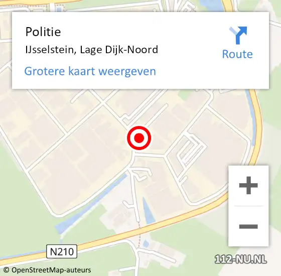 Locatie op kaart van de 112 melding: Politie IJsselstein, Lage Dijk-Noord op 25 augustus 2023 14:09