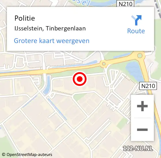 Locatie op kaart van de 112 melding: Politie IJsselstein, Tinbergenlaan op 25 augustus 2023 14:10