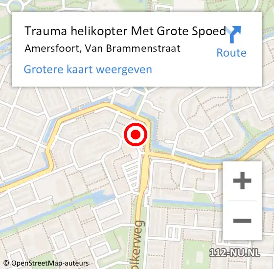 Locatie op kaart van de 112 melding: Trauma helikopter Met Grote Spoed Naar Amersfoort, Van Brammenstraat op 25 augustus 2023 14:14