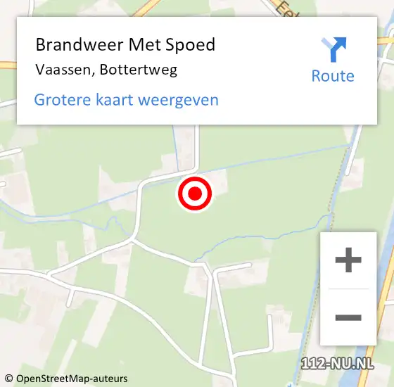 Locatie op kaart van de 112 melding: Brandweer Met Spoed Naar Vaassen, Bottertweg op 25 augustus 2023 14:25