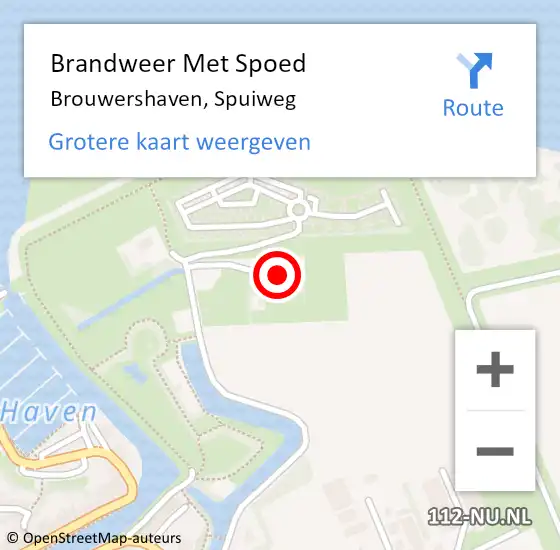 Locatie op kaart van de 112 melding: Brandweer Met Spoed Naar Brouwershaven, Spuiweg op 13 oktober 2013 17:10