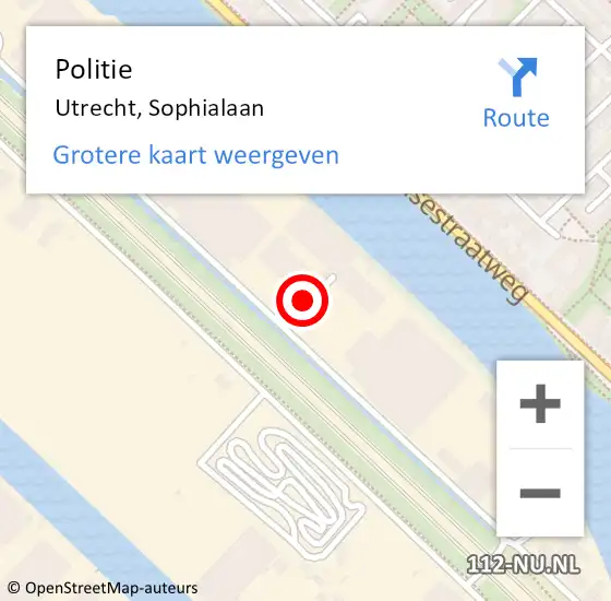 Locatie op kaart van de 112 melding: Politie Utrecht, Sophialaan op 25 augustus 2023 14:52