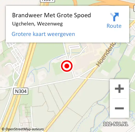 Locatie op kaart van de 112 melding: Brandweer Met Grote Spoed Naar Ugchelen, Wezenweg op 25 augustus 2023 14:54