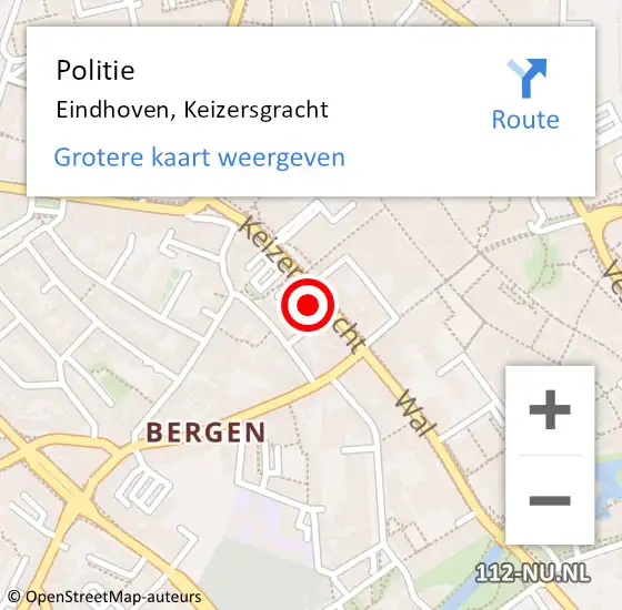 Locatie op kaart van de 112 melding: Politie Eindhoven, Keizersgracht op 25 augustus 2023 15:03