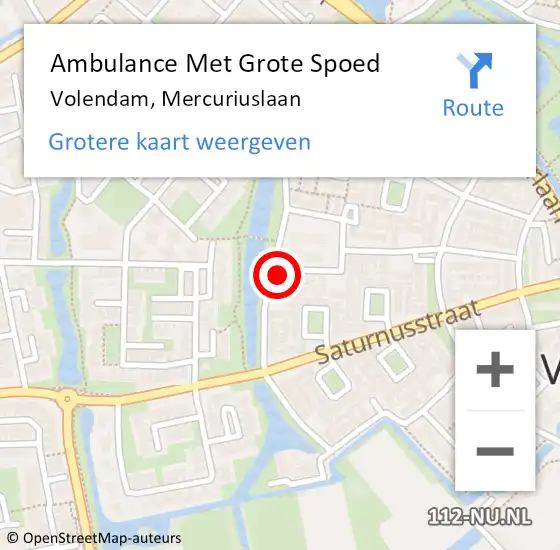 Locatie op kaart van de 112 melding: Ambulance Met Grote Spoed Naar Volendam, Mercuriuslaan op 25 augustus 2023 15:19