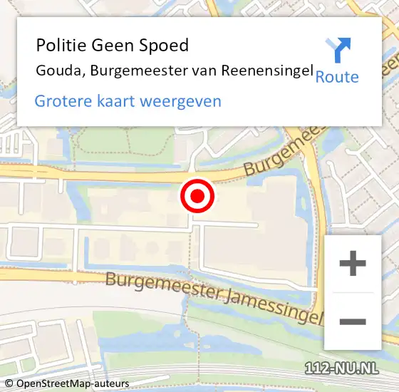 Locatie op kaart van de 112 melding: Politie Geen Spoed Naar Gouda, Burgemeester van Reenensingel op 25 augustus 2023 15:29