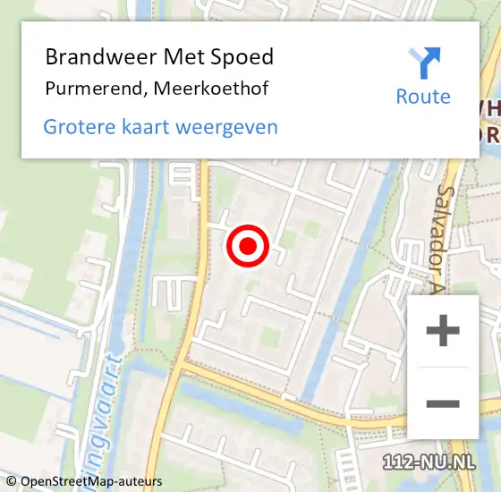 Locatie op kaart van de 112 melding: Brandweer Met Spoed Naar Purmerend, Meerkoethof op 25 augustus 2023 15:32