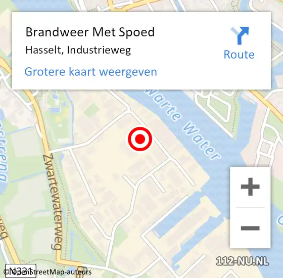 Locatie op kaart van de 112 melding: Brandweer Met Spoed Naar Hasselt, Industrieweg op 25 augustus 2023 15:38