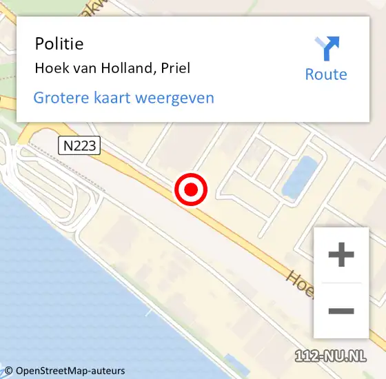 Locatie op kaart van de 112 melding: Politie Hoek van Holland, Priel op 25 augustus 2023 16:01