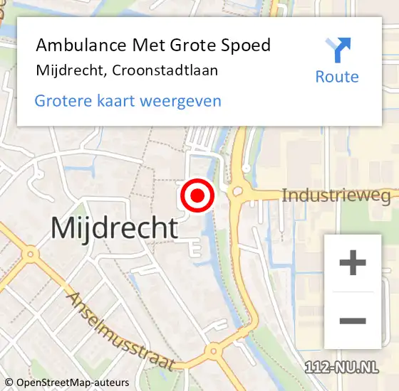 Locatie op kaart van de 112 melding: Ambulance Met Grote Spoed Naar Mijdrecht, Croonstadtlaan op 25 augustus 2023 16:13