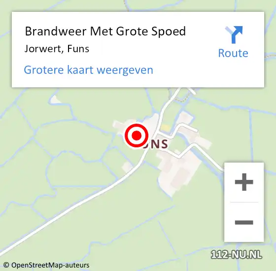Locatie op kaart van de 112 melding: Brandweer Met Grote Spoed Naar Jorwert, Funs op 5 september 2014 21:31