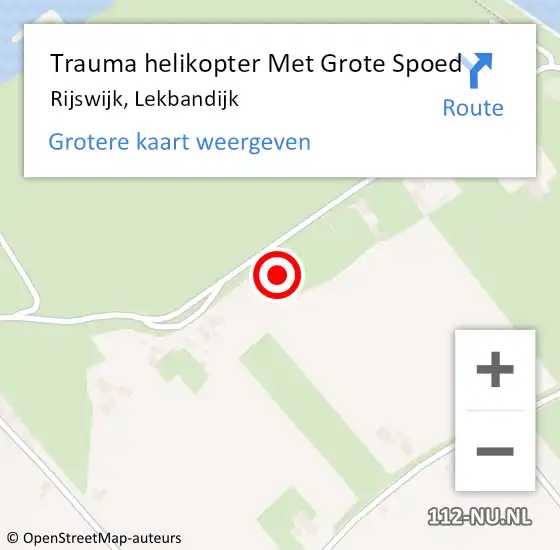 Locatie op kaart van de 112 melding: Trauma helikopter Met Grote Spoed Naar Rijswijk, Lekbandijk op 25 augustus 2023 16:43
