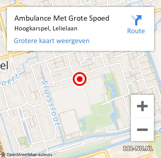 Locatie op kaart van de 112 melding: Ambulance Met Grote Spoed Naar Hoogkarspel, Lelielaan op 25 augustus 2023 16:44