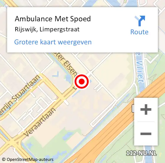 Locatie op kaart van de 112 melding: Ambulance Met Spoed Naar Rijswijk, Limpergstraat op 25 augustus 2023 16:50