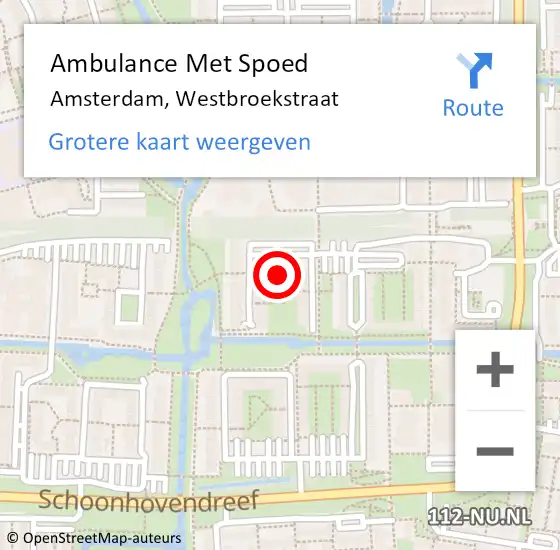 Locatie op kaart van de 112 melding: Ambulance Met Spoed Naar Amsterdam, Westbroekstraat op 25 augustus 2023 17:15