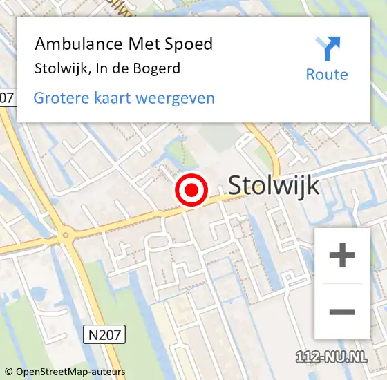 Locatie op kaart van de 112 melding: Ambulance Met Spoed Naar Stolwijk, In de Bogerd op 25 augustus 2023 17:50