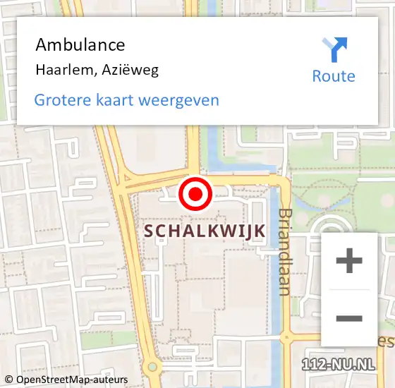 Locatie op kaart van de 112 melding: Ambulance Haarlem, Aziëweg op 25 augustus 2023 17:59