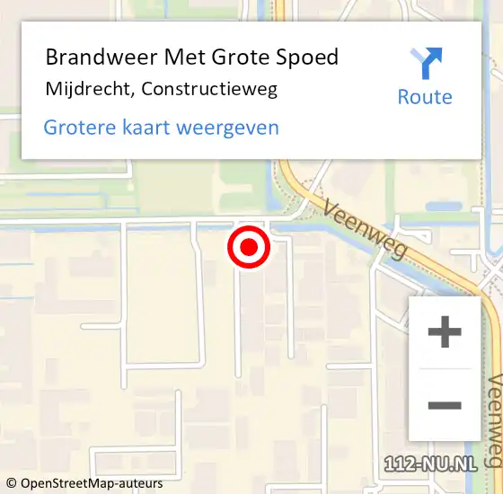 Locatie op kaart van de 112 melding: Brandweer Met Grote Spoed Naar Mijdrecht, Constructieweg op 25 augustus 2023 18:01