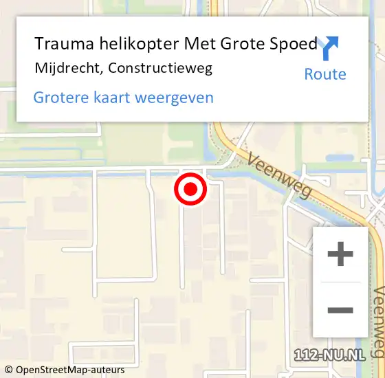 Locatie op kaart van de 112 melding: Trauma helikopter Met Grote Spoed Naar Mijdrecht, Constructieweg op 25 augustus 2023 18:02