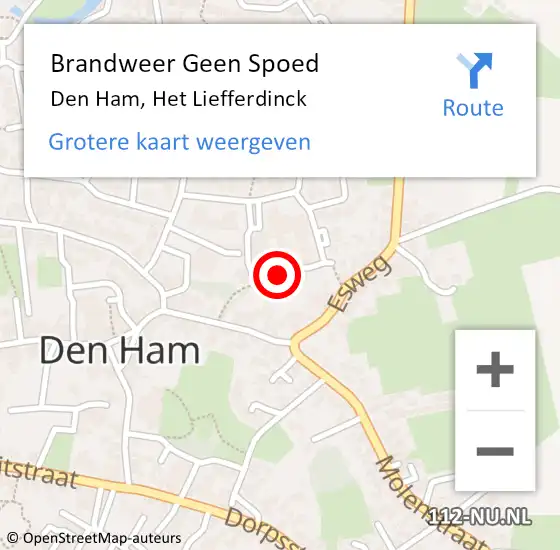Locatie op kaart van de 112 melding: Brandweer Geen Spoed Naar Den Ham, Het Liefferdinck op 25 augustus 2023 18:23