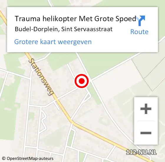 Locatie op kaart van de 112 melding: Trauma helikopter Met Grote Spoed Naar Budel-Dorplein, Sint Servaasstraat op 25 augustus 2023 18:25