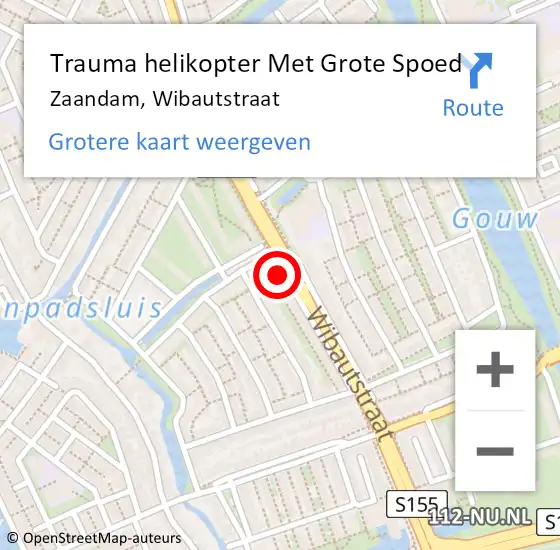 Locatie op kaart van de 112 melding: Trauma helikopter Met Grote Spoed Naar Zaandam, Wibautstraat op 25 augustus 2023 18:36