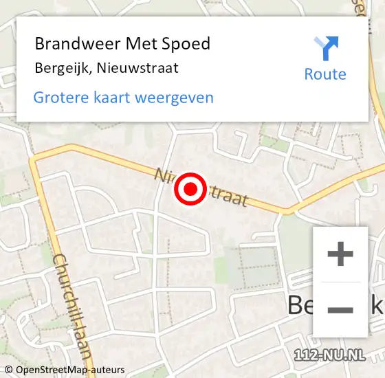 Locatie op kaart van de 112 melding: Brandweer Met Spoed Naar Bergeijk, Nieuwstraat op 25 augustus 2023 18:56