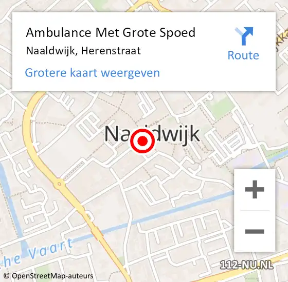 Locatie op kaart van de 112 melding: Ambulance Met Grote Spoed Naar Naaldwijk, Herenstraat op 25 augustus 2023 19:01