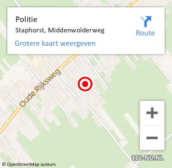 Locatie op kaart van de 112 melding: Politie Staphorst, Middenwolderweg op 25 augustus 2023 19:30