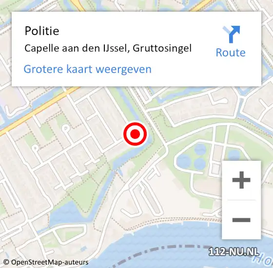 Locatie op kaart van de 112 melding: Politie Capelle aan den IJssel, Gruttosingel op 25 augustus 2023 19:32