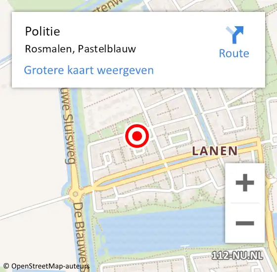 Locatie op kaart van de 112 melding: Politie Rosmalen, Pastelblauw op 25 augustus 2023 19:42