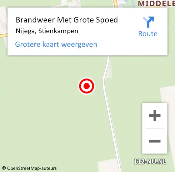 Locatie op kaart van de 112 melding: Brandweer Met Grote Spoed Naar Nijega, Stienkampen op 25 augustus 2023 19:46