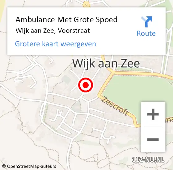 Locatie op kaart van de 112 melding: Ambulance Met Grote Spoed Naar Wijk aan Zee, Voorstraat op 25 augustus 2023 20:16