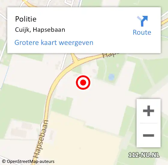 Locatie op kaart van de 112 melding: Politie Cuijk, Hapsebaan op 25 augustus 2023 20:34