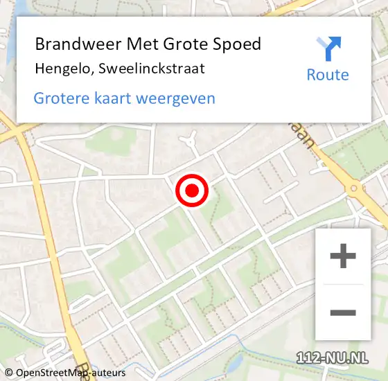 Locatie op kaart van de 112 melding: Brandweer Met Grote Spoed Naar Hengelo, Sweelinckstraat op 25 augustus 2023 20:43