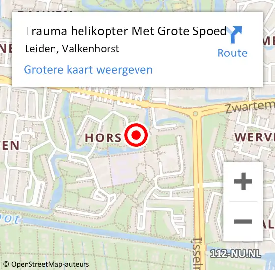 Locatie op kaart van de 112 melding: Trauma helikopter Met Grote Spoed Naar Leiden, Valkenhorst op 25 augustus 2023 20:48