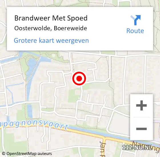 Locatie op kaart van de 112 melding: Brandweer Met Spoed Naar Oosterwolde, Boereweide op 25 augustus 2023 21:37