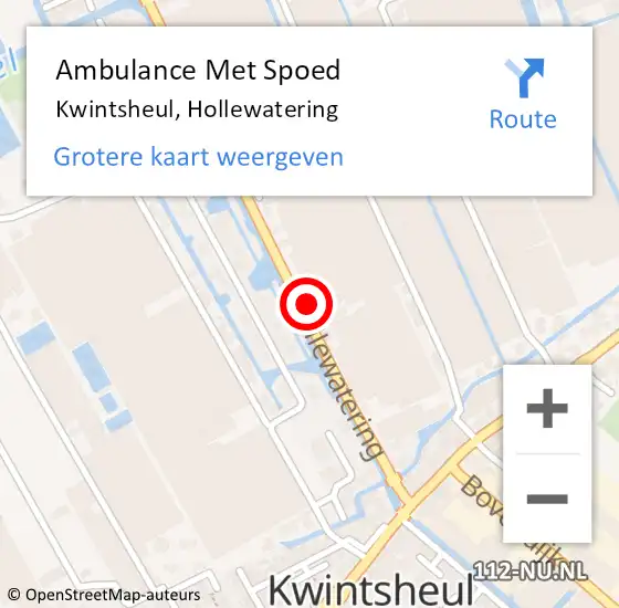 Locatie op kaart van de 112 melding: Ambulance Met Spoed Naar Kwintsheul, Hollewatering op 25 augustus 2023 21:40