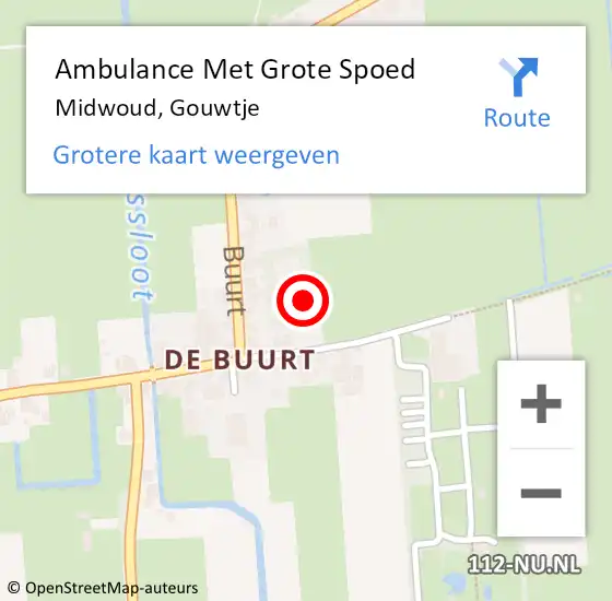 Locatie op kaart van de 112 melding: Ambulance Met Grote Spoed Naar Midwoud, Gouwtje op 25 augustus 2023 21:41