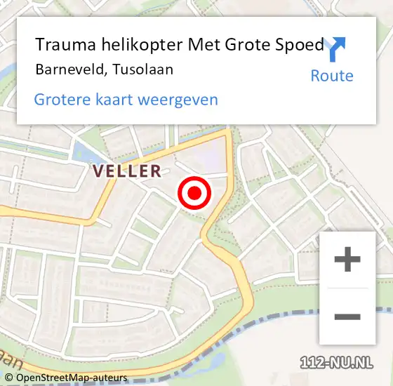 Locatie op kaart van de 112 melding: Trauma helikopter Met Grote Spoed Naar Barneveld, Tusolaan op 25 augustus 2023 22:22